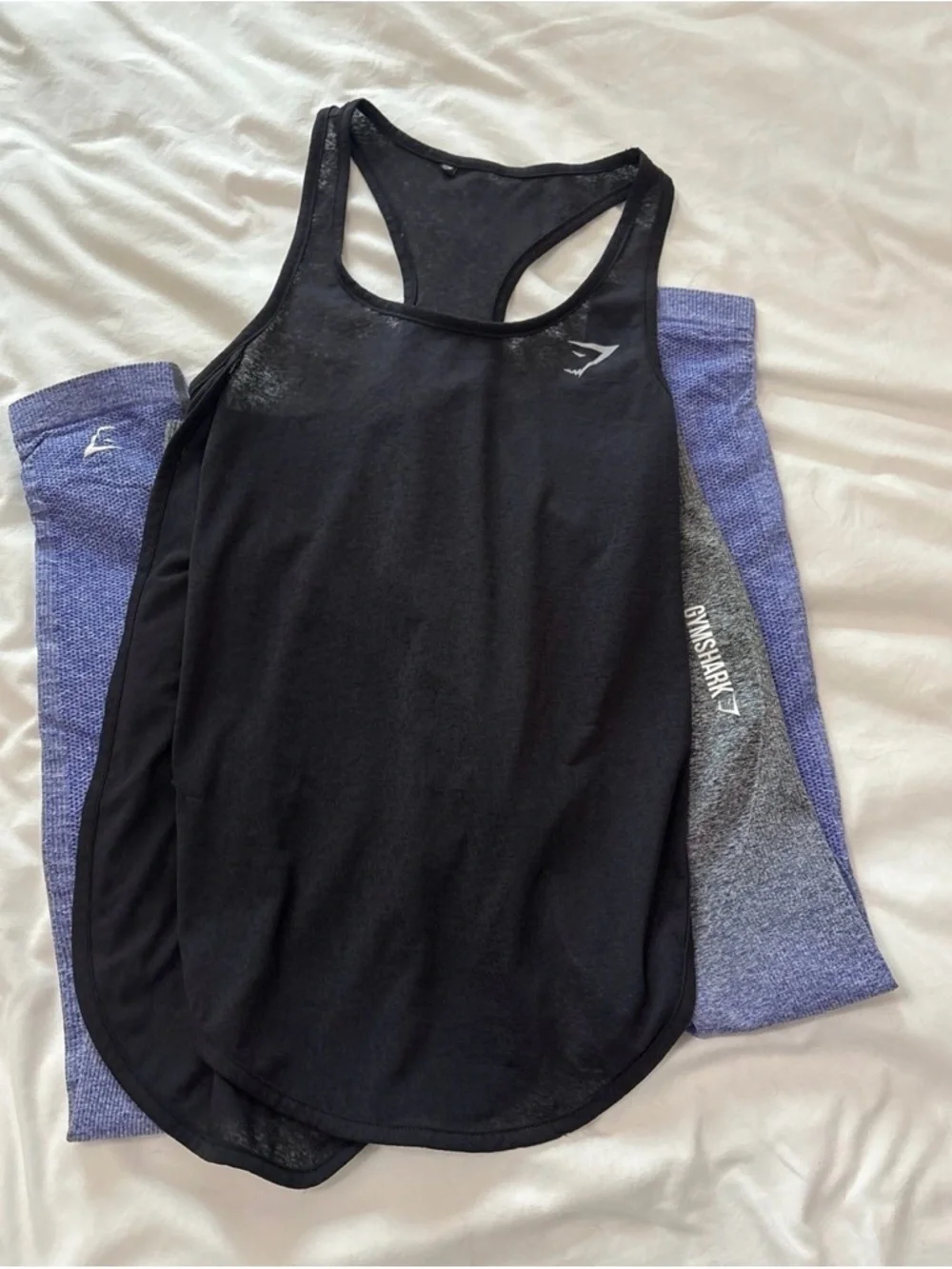 Gymshark Black Racerback Tank with Gray-to-Blue Ombre Leggings - Picture 3 of 3